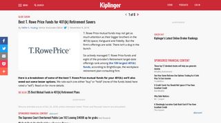 The Best T. Rowe Price Funds for 401(k) Retirement Savers - Kiplinger