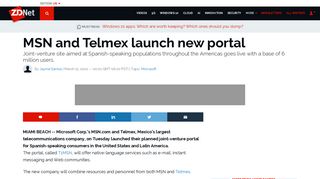 MSN and Telmex launch new portal | ZDNet