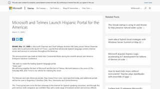 Microsoft and Telmex Launch Hispanic Portal for the Americas - Stories