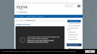 1) T4 login and access | T4 Training | University of Exeter