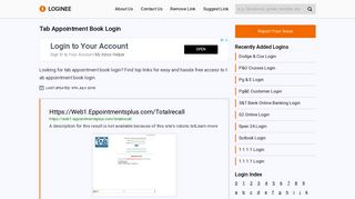 Tab Appointment Book Login