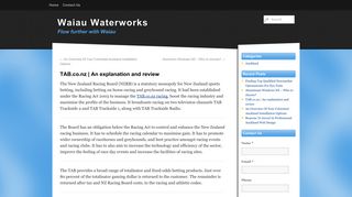 TAB.co.nz | An explanation and reviewWaiau Waterworks