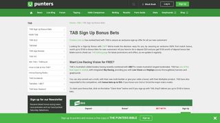TAB Sign Up Bonus Offers - Punters.com.au