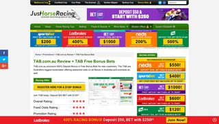 TAB.com.au Review - TAB 500% Sign-Up Deposit Code