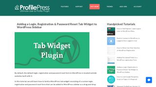 Adding a Login, Registration & Password Reset Tab Widget to ...