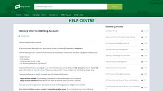 Tabcorp Internet Betting Account - Help Centre