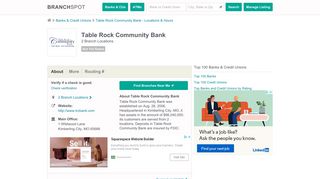 Table Rock Community Bank - 2 Locations, Hours, Phone Numbers …