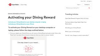 Activating your Dining Reward - OpenTable Help for Diners