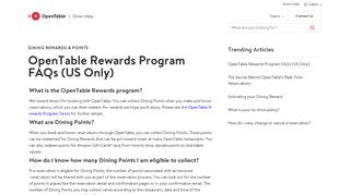 OpenTable Rewards Program FAQs (US Only)