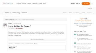 Login As User for Server? |Tableau Community Forums