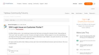 SSO Login Issue on Customer Portal ? |Tableau Community Forums