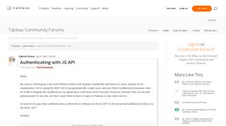Authenticating with JS API |Tableau Community Forums