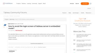 how to avoid the login screen of tableau server... |Tableau ...
