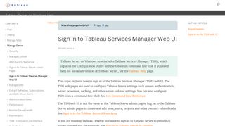 Sign in to Tableau Services Manager Web UI - Tableau