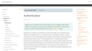 Authentication - Tableau Help