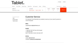 Customer Service at Tablet Hotels
