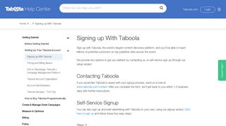 Signing up With Taboola – Taboola Advertiser Help Center