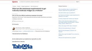 What are the minimum requirements to get Taboola/Outbrain widget ...