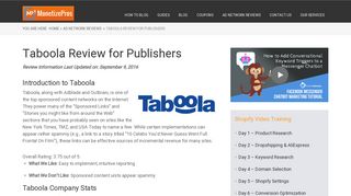 Taboola Review for Publishers - MonetizePros
