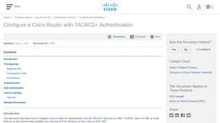 Configure a Cisco Router with TACACS+ Authentication - Cisco