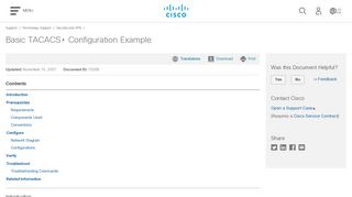 Basic TACACS+ Configuration Example - Cisco