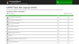 VolunteerSignup - Online volunteer signup sheets - CKMS Taco Bar ...