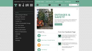Tacoma Public Utilities Website Main Page