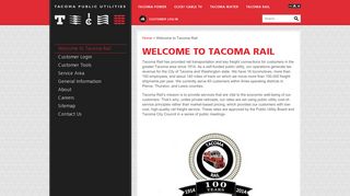 Tacoma Public Utilities Welcome to Tacoma Rail