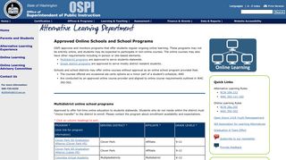 Approved Online Schools and School Programs - OSPI i