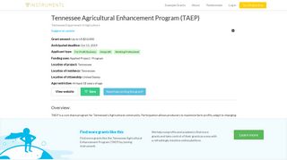Tennessee Agricultural Enhancement Program (TAEP) | Instrumentl