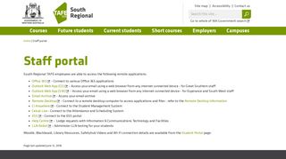 Staff portal | South Regional TAFE
