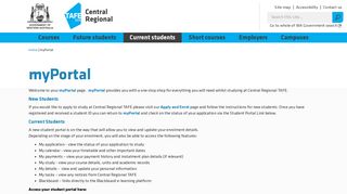 Student portal - Central Regional TAFE