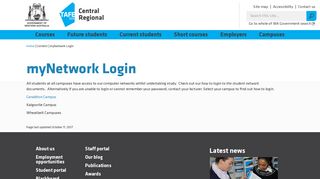 myNetwork Login | Central Regional TAFE