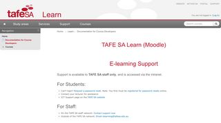 Learn: External Access to TAFE SA Intranets & Support Forms