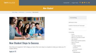 Admissions | New Student - Taft College