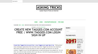 Create New Tagged.Com Account free | www.Tagged.com login Sign ...