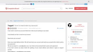 Tagged - How to reactivate my account, Review 889102 | Complaints ...