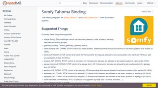 Somfy Tahoma - Bindings | openHAB