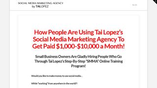 Tai Lopez Social Media Marketing Agency - Free Training