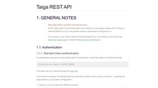 Taiga REST API - GitHub Pages