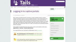 Tails - Logging in to captive portals