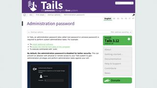 Tails - Administration password