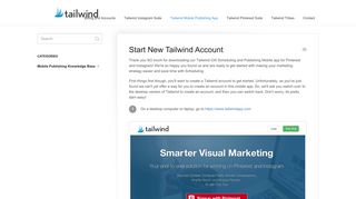 Start New Tailwind Account - Tailwind Knowledge Base