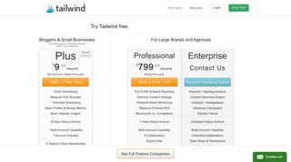 Tailwind Pricing for Bloggers and Small Businesses
