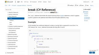 break statement - C# Reference | Microsoft Docs
