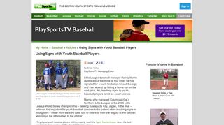 Using Signs with Youth Baseball Players | Baseball Articles ...