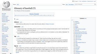 Glossary of baseball (T) - Wikipedia
