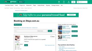 Booking on Stayz.com.au - Sydney Forum - TripAdvisor