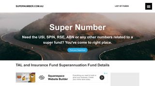 TAL Superannuation and Insurance Fund's USI Number, ABN & SPIN.
