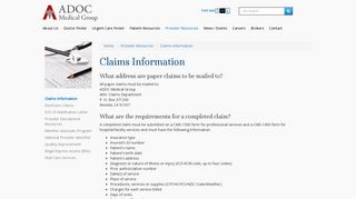 Claims Information - ADOC Medical Group